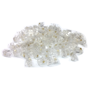 108721/100 - RJ11 (6P4C) Crimp-On Connector Plugs for Flat Cable - Bag of 100