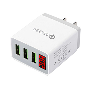 301621 - 3-Port USB 3.0 Quick Charge Wall Charger with LED Screen
