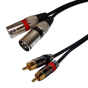 501912/03 - 2 XLR 3-Pin Male to 2 RCA Stereo Cable - Male to Male - 3ft